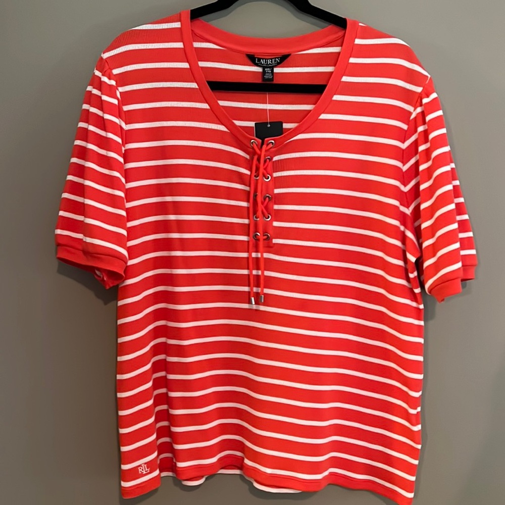 Lauren Ralph Lauren lace up top. Size XXL. NWT